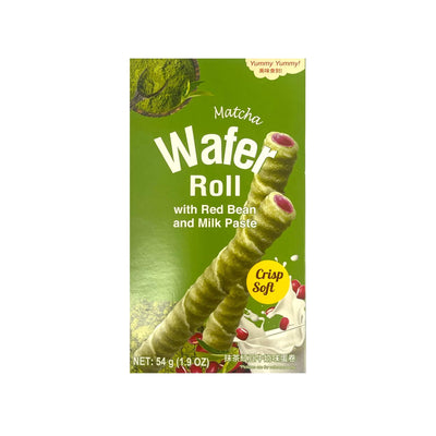YUMMY YUMMY Wafer Roll Matcha with Red Bean & Milk Paste 美味食刻-威化卷 | Matthew's Foods Online 