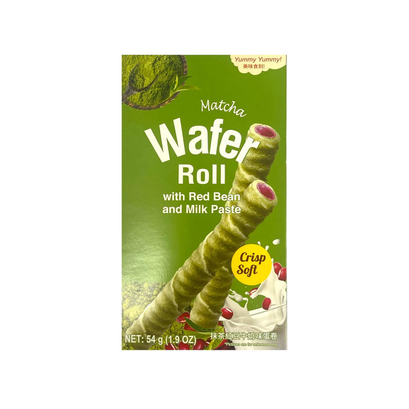 YUMMY YUMMY Wafer Roll Matcha with Red Bean & Milk Paste 美味食刻-威化卷 | Matthew&