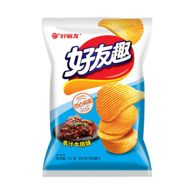 ORION Juicy Steak Flavour Potato Chips 好麗友-多汁牛排味趣波浪薯片 | Matthew's Foods