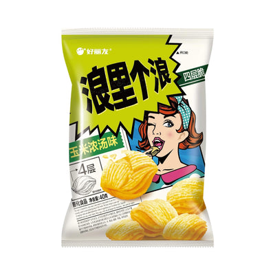 ORION Corn Chips - Sweet Corn Soup Flavour 好麗友-浪里個浪四層脆 | Matthew's Foods Online