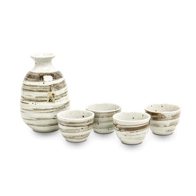 EDO Stripe Pattern 5-Pieces Sake Set | Matthew's Foods Online 