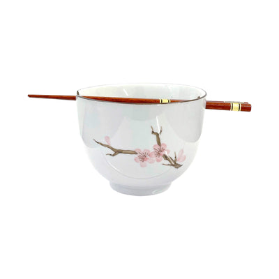 EDO Japanese Sakura Pattern Soba Bowl With Chopstick | Matthew's Foods