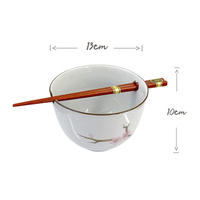 EDO Japanese Sakura Pattern Soba Bowl With Chopstick | Matthew's Foods