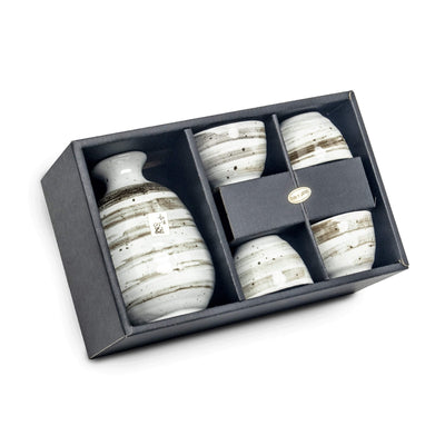EDO Stripe Pattern 5-Pieces Sake Set | Matthew's Foods Online 