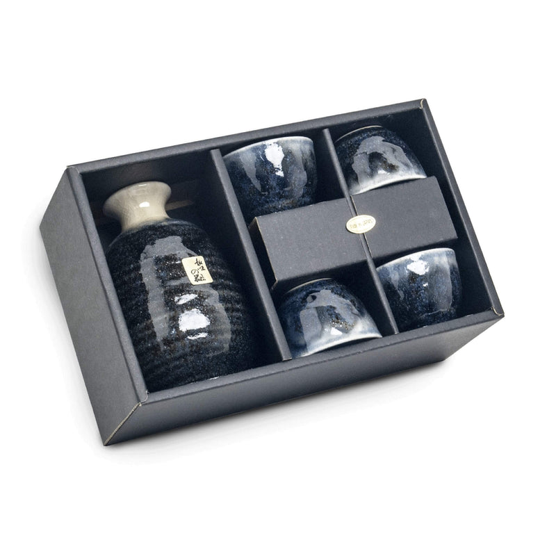 EDO Blue Glaze 5-Pieces Sake Set | Matthew&