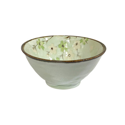 Japanese Green Cosmo Floral Pattern Bowl | Matthew's Foods Online