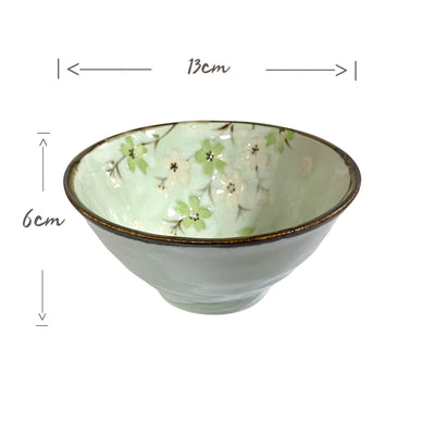 Japanese Green Cosmo Floral Pattern Bowl | Matthew's Foods Online
