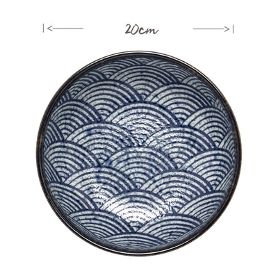 EDO Japanese Wave Pattern Flat Bowl | Matthew's Foods Online
