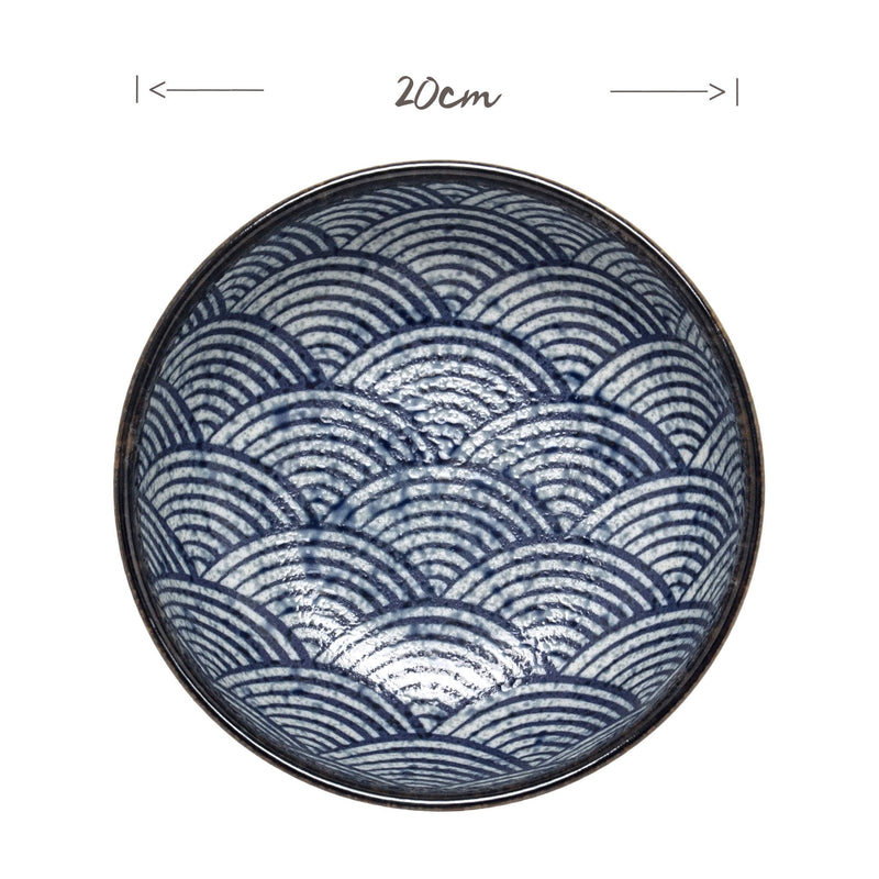 EDO Japanese Wave Pattern Flat Bowl | Matthew&