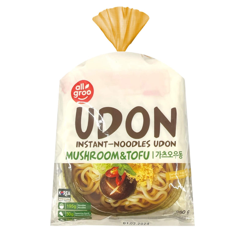 ALLGROO Fresh Instant Udon Noodles Mushroom & Tofu | Matthew&