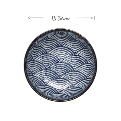 EDO Japanese Wave Pattern Flat Bowl | Matthew's Foods Online