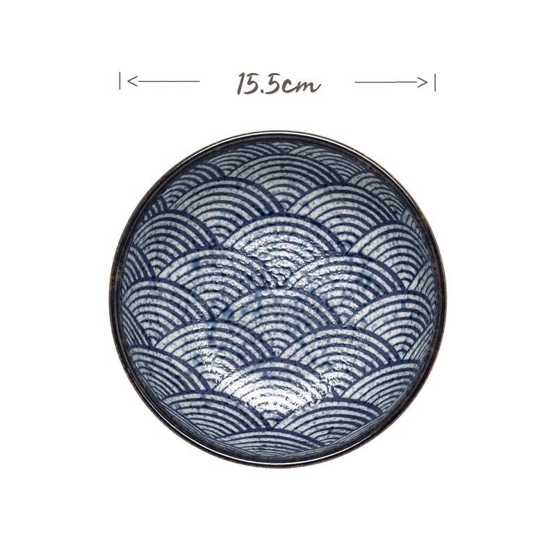 EDO Japanese Wave Pattern Flat Bowl | Matthew&
